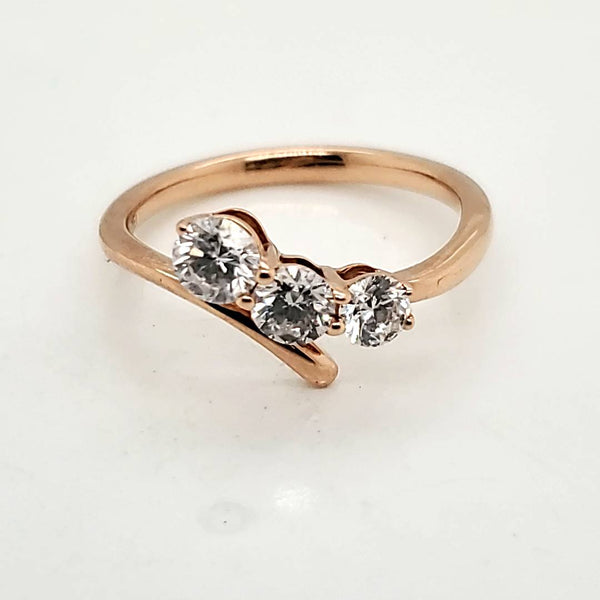 10kt Rose Gold Three Diamond Ring