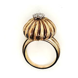 Vintage Hand Made 18kt Yellow Gold and Diamond Dome Ring