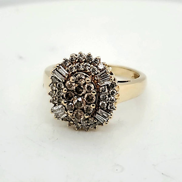 Effy 14kt Yellow Gold Choclate and White Diamond Ring