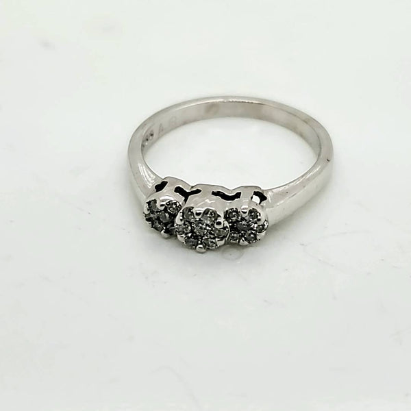 14kt White Gold Three Diamond Cluster Ring