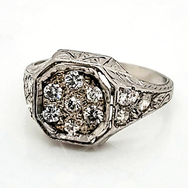 Art Deco Platinum filigree Diamond Ring