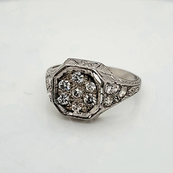 Art Deco Platinum filigree Diamond Ring