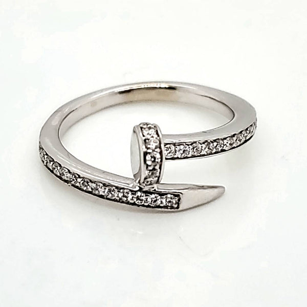 14kt White gold and Diamond Nail Ring