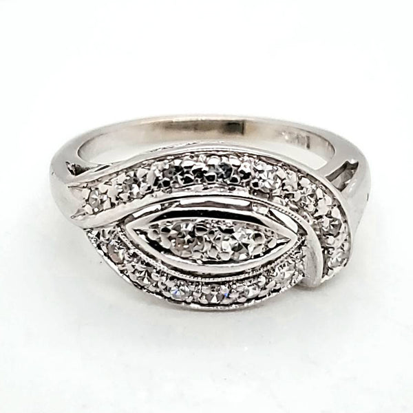 1950S Retro 14kt White Gold And Diamond Ring