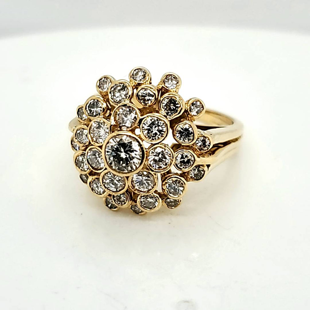 18kt Yellow Gold and Diamond Dome Ring