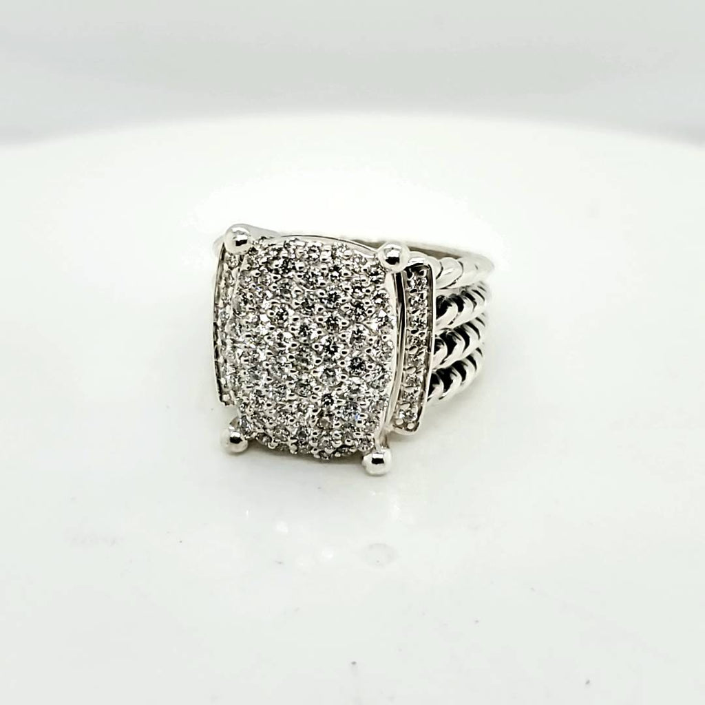 Vintage 14kt White Gold Filigree Diamond Dinner Ring