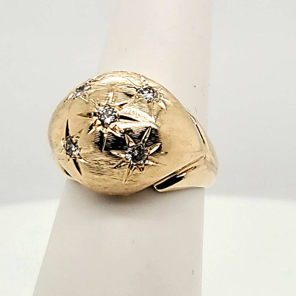 Vintage 14kt Yellow Gold and Diamond Dome Ring