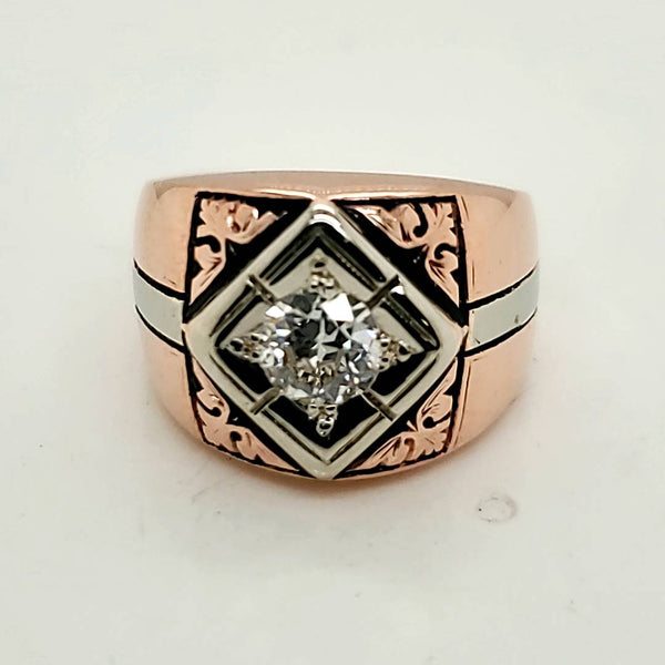 Antique Victorian Rose and White Gold Diamond Ring