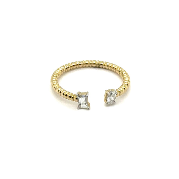 14kt Yellow Gold Toi Et Moi Oval And Baguette Diamond Ring