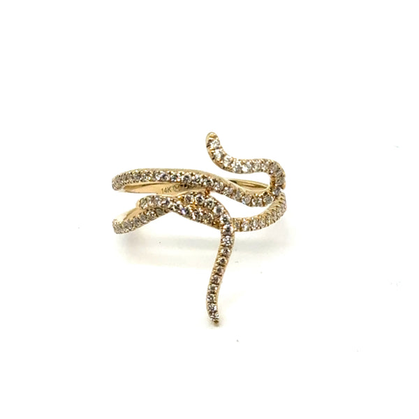 14kt Yellow Gold and Diamond Snake Ring