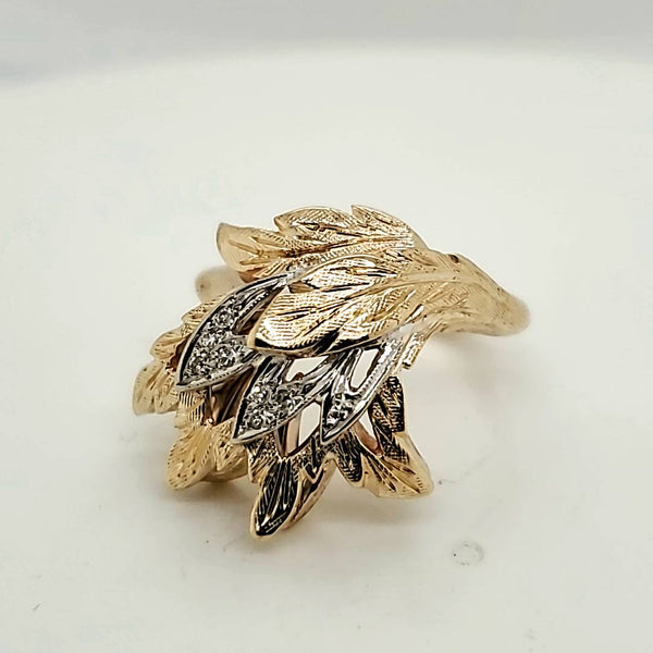 Vintage 14kt Yellow Gold and Diamond Dome Ring