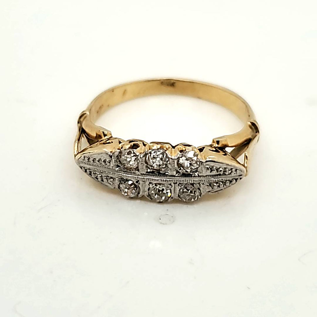 Antique 18kt Yellow and White Gold Diamond Ring