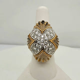 Vintage French 18kt Yellow Gold Carved Rock Crystal and Diamond Ring