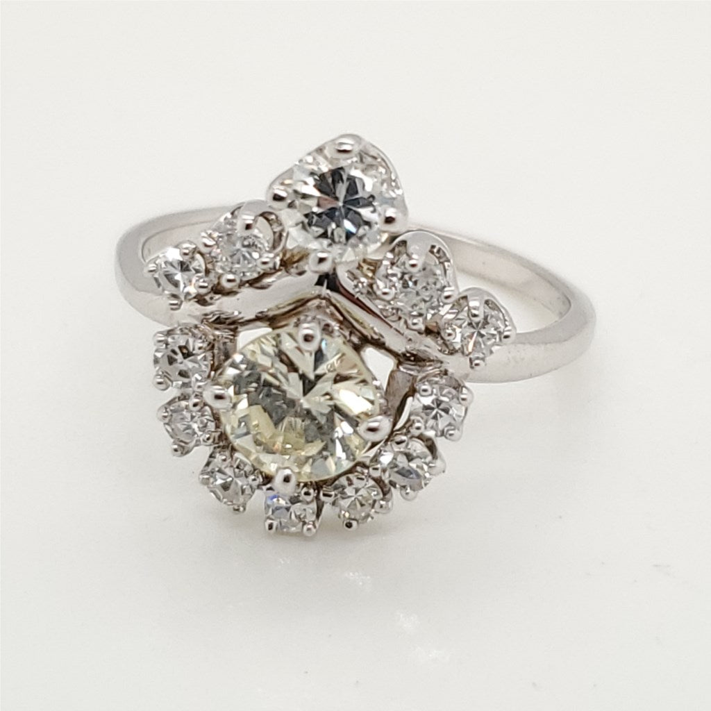 Vintage 14kt White Gold and Diamond Ring