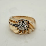 Vintage Mid-Century 14Kt Yellow Gold and Diamond Ring