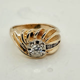 Vintage Mid-Century 14Kt Yellow Gold and Diamond Ring