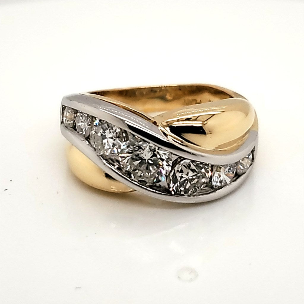 18kt Yellow Gold and Platinum Diamond Ring