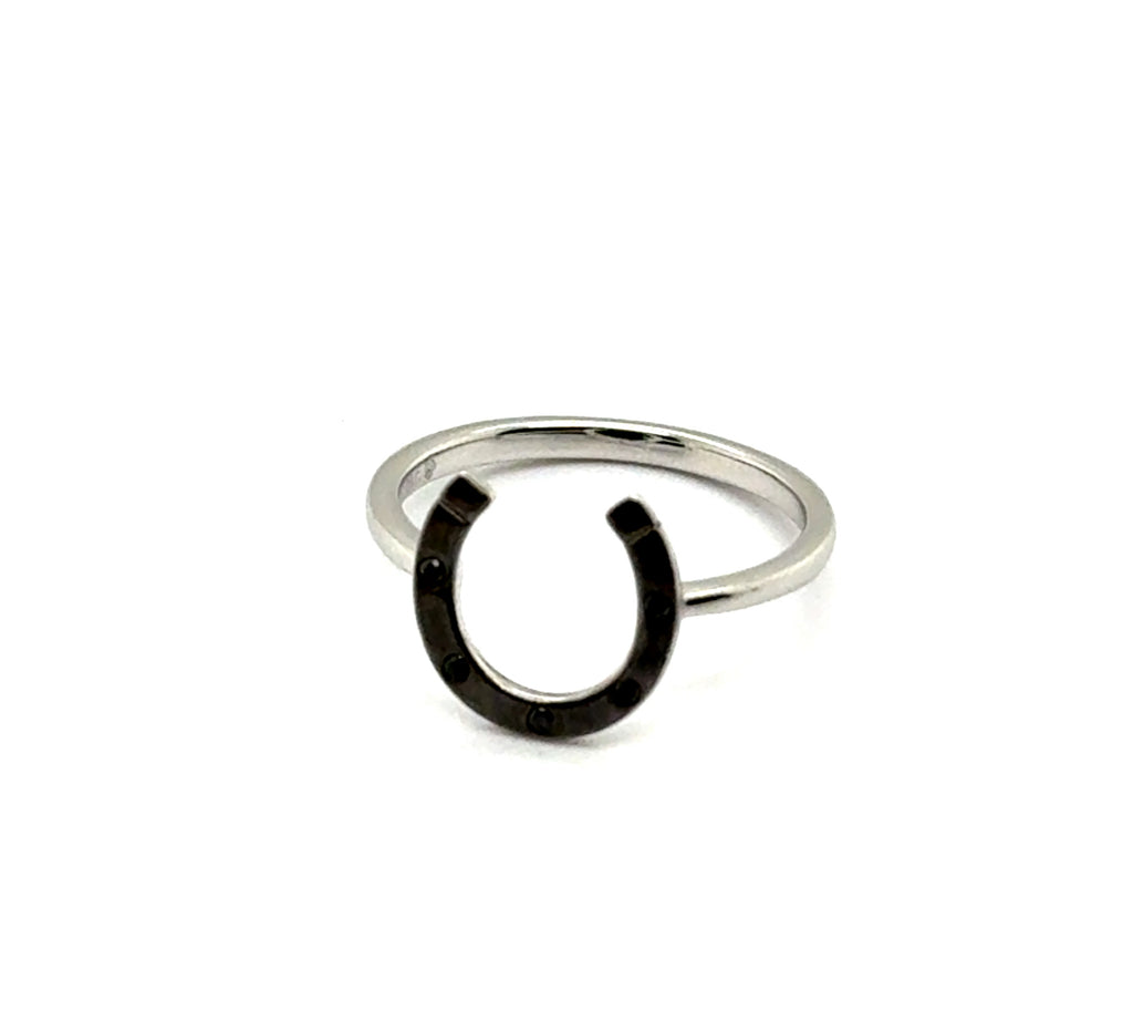 14kt Black Rhodium Horseshoe Ring