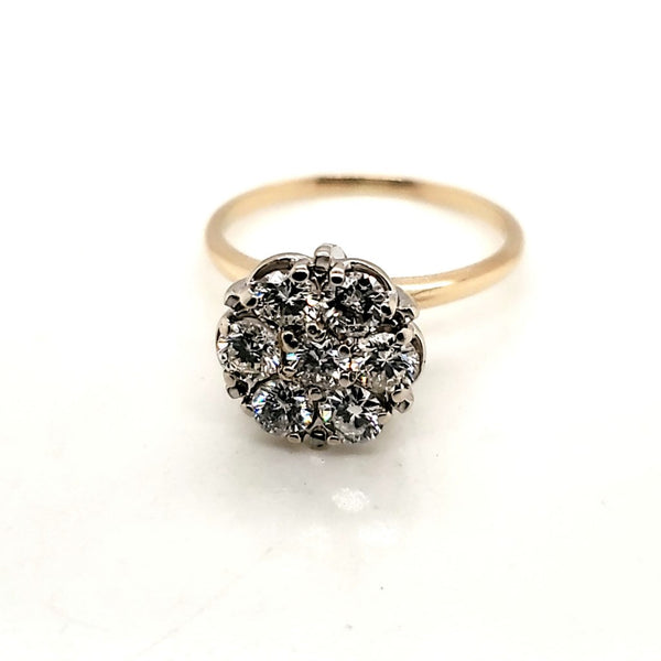 14kt Yellow Gold Round Seven Diamond Cluster Ring