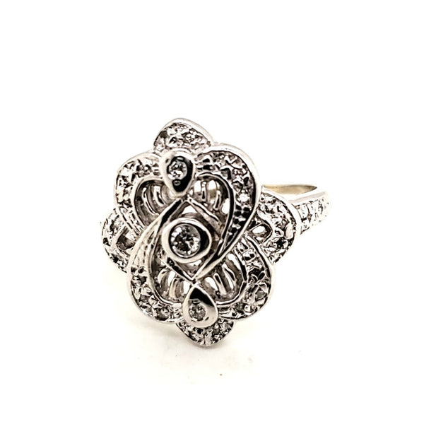 14kt White Gold Filigree Ring