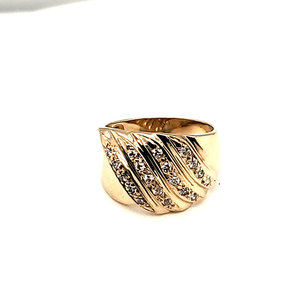 14Kt Yellow Gold Wide Diamond Ring
