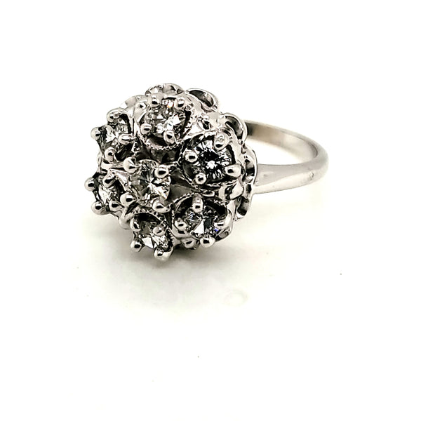 14kt White Gold 1.00 Carat Diamond Cluster Ring