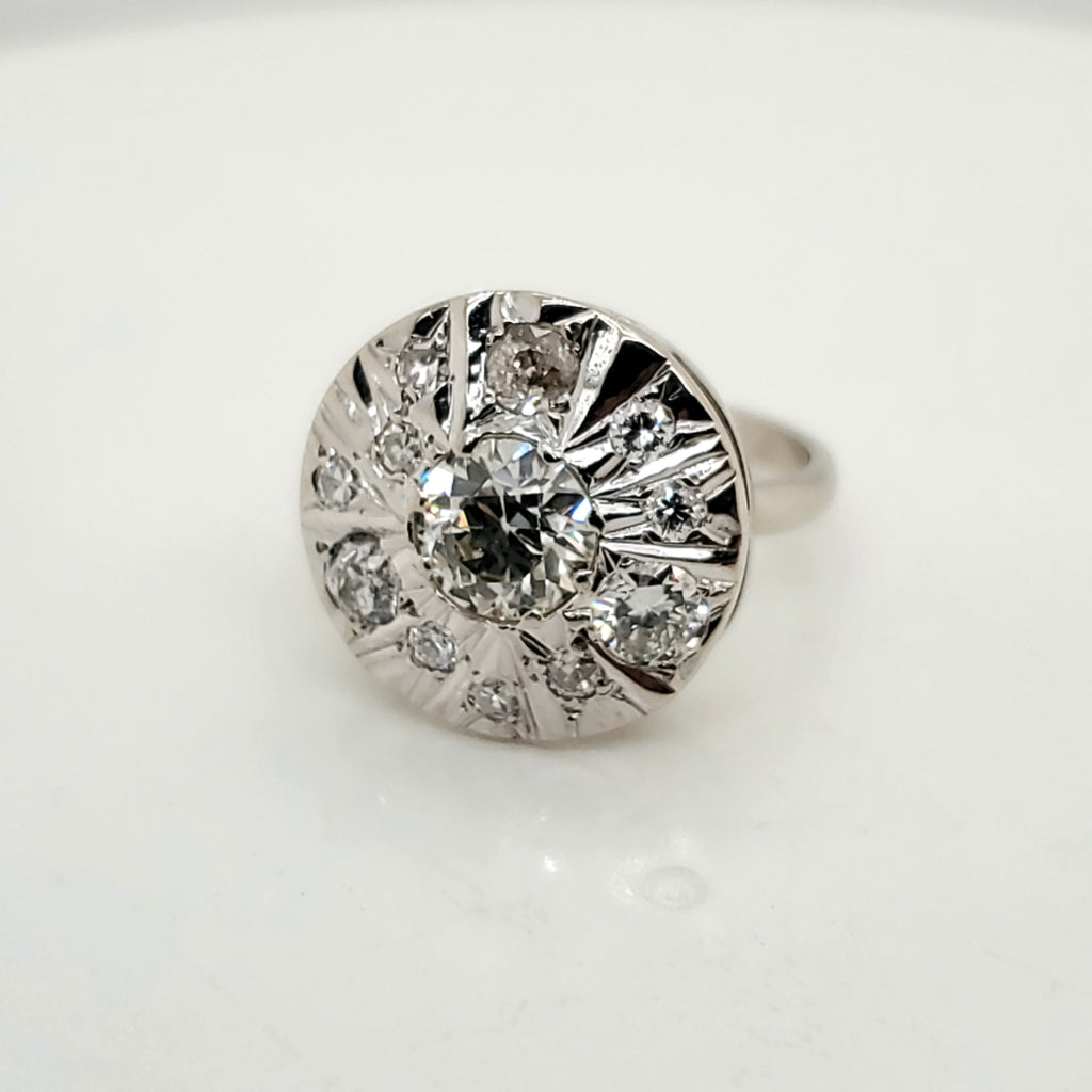 Vintage 14kt White Gold and Diamond Ring