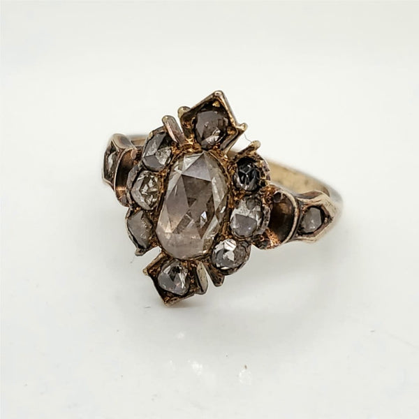 Antique Georgian 14kt Yellow Gold and Polki Rose Cut Diamond Ring