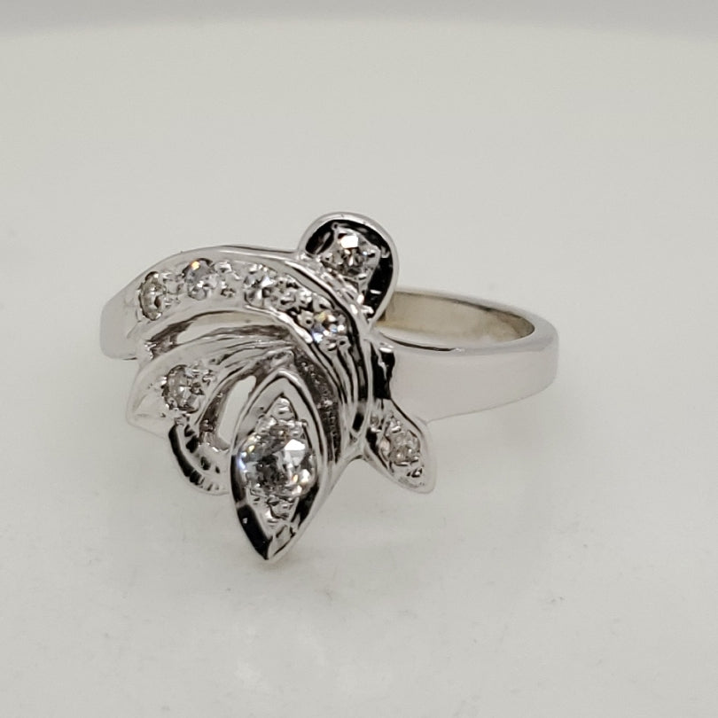 1950S Retro 14kt White Gold and Diamond Ring