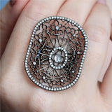 Loree Rodkin 18kt Blackened Gold and Diamond Spider Web Ring