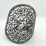 Loree Rodkin 18kt Blackened Gold and Diamond Spider Web Ring