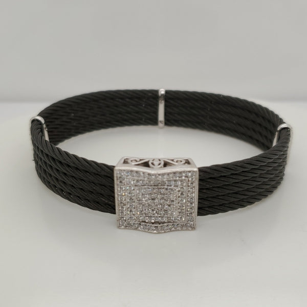 Charriol 18Kt White Gold And Black Steel Diamond Bracelet