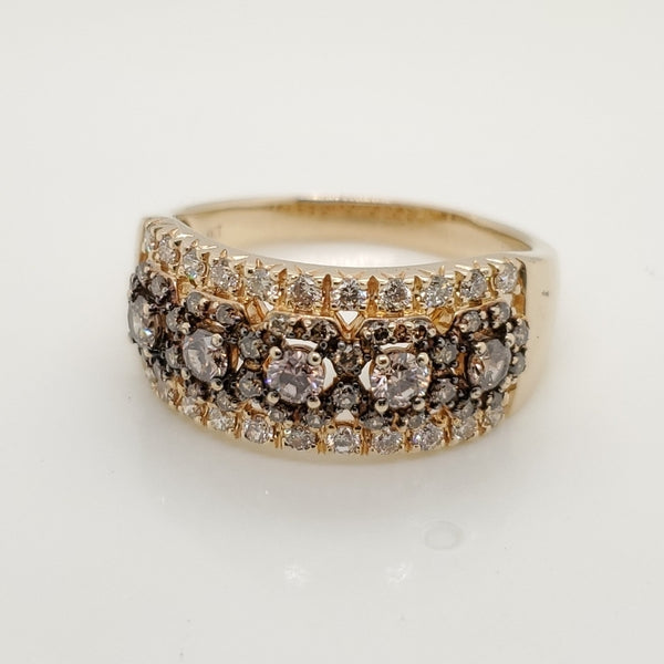 LeVian 14kt Yellow Gold White and Chocolate Diamond Ring