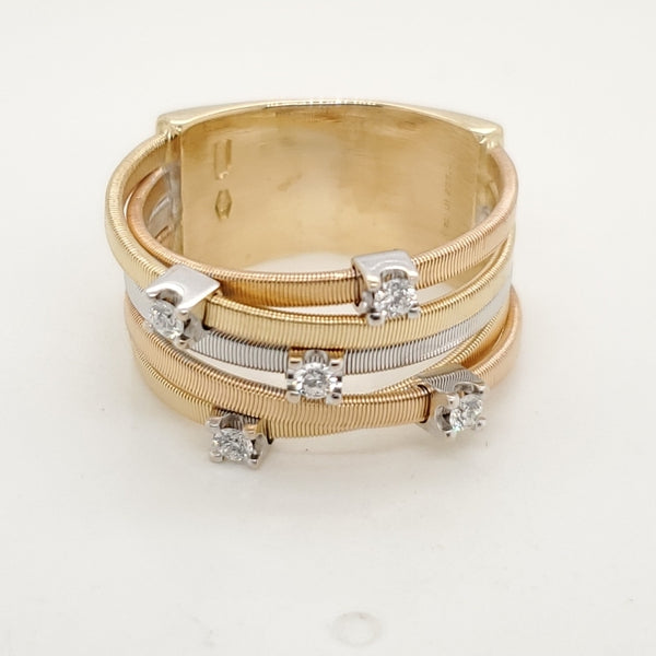 Pre-owned 18kt Tri Gold and Diamond Marco Bicego Marrakech Ring