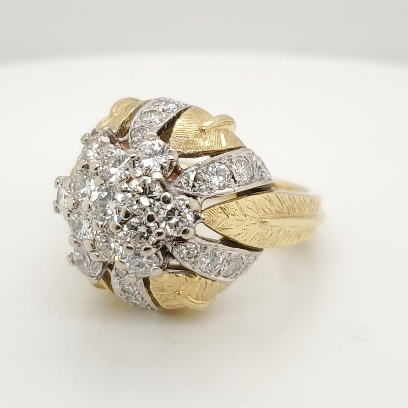 Vintage 18kt Yellow Gold and Diamond Dome Ring