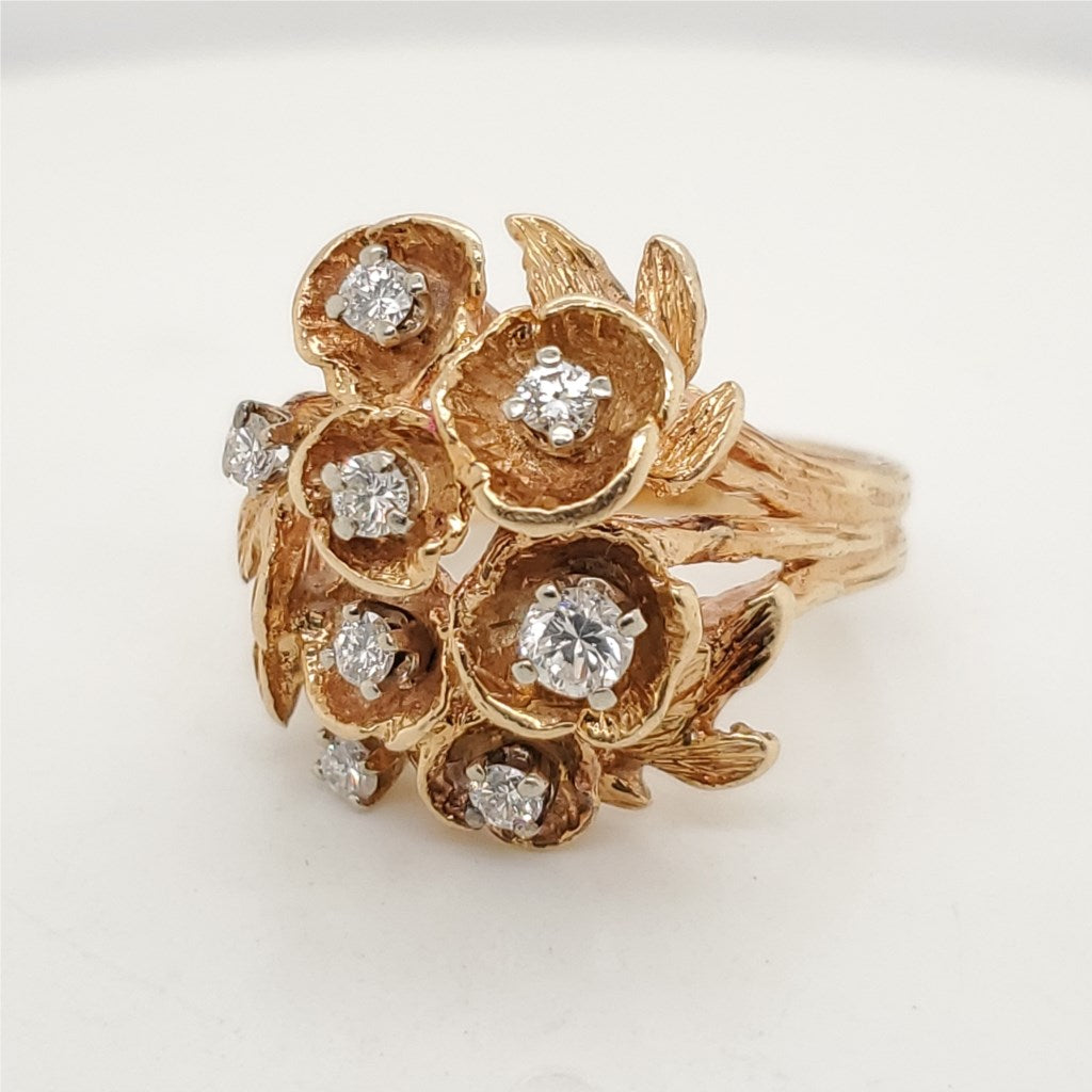 Vintage 14kt Yellow Gold and Diamond Ring