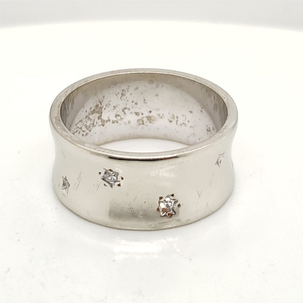 14kt White Gold and Diamond Wide Band