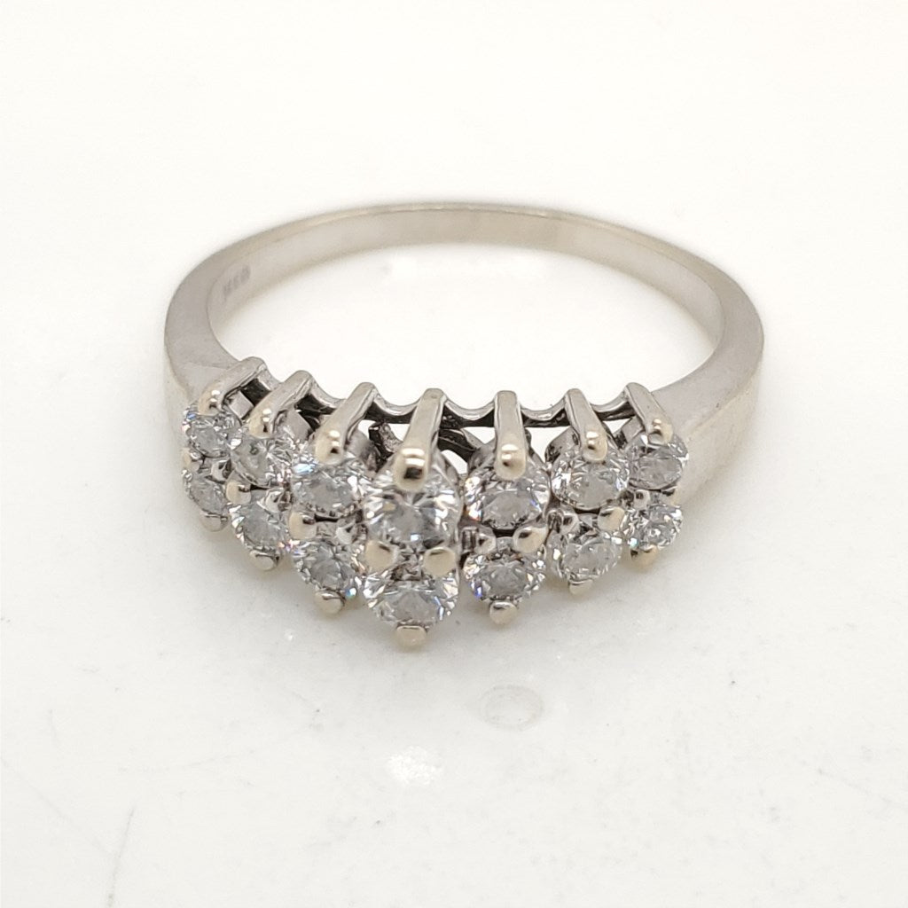 14kt White Gold Double Row Diamond Ring