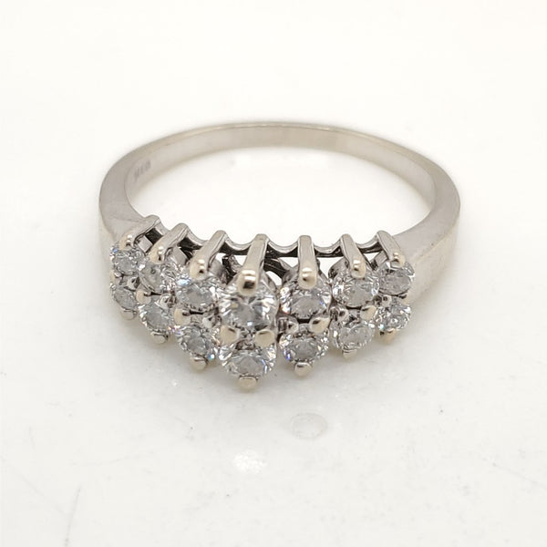 14kt White Gold Double Row Diamond Ring