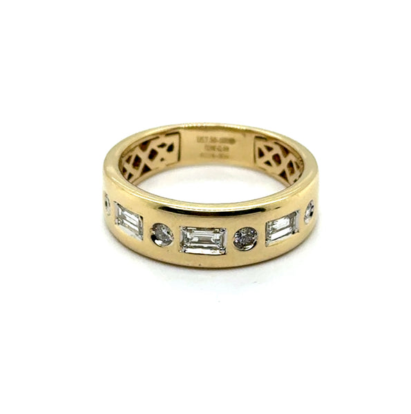 .48 Ctw 14Kt Yellow Gold Baguette And Brilliant Round Cut Diamond Band