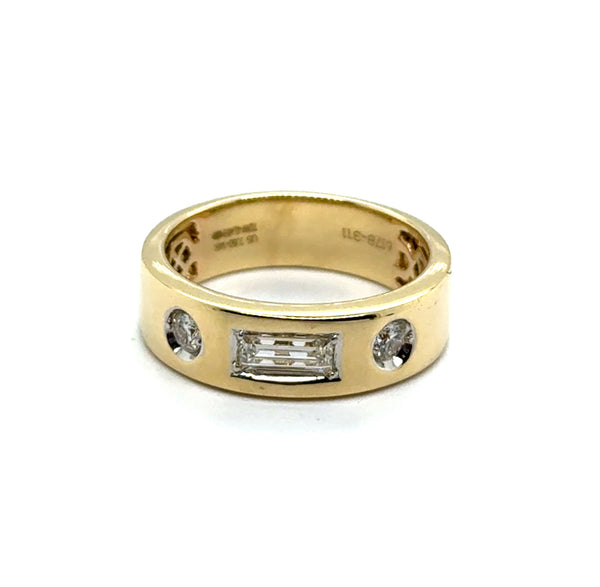 .46 Ctw 14Kt Yellow Gold Baguette And Brilliant Round Cut Diamond Band