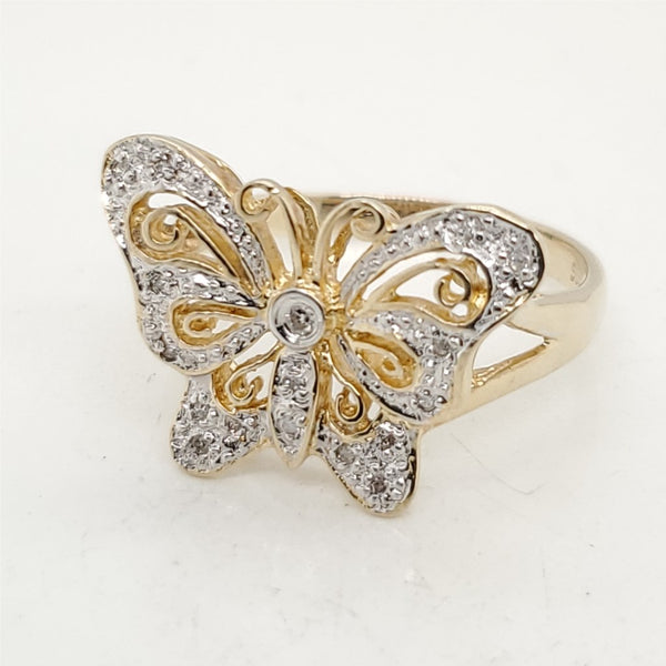 14kt Yellow Gold and Diamond Butterfly Ring