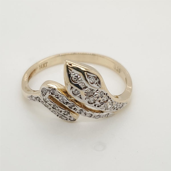 14kt Yellow Gold and Diamond Snake Ring
