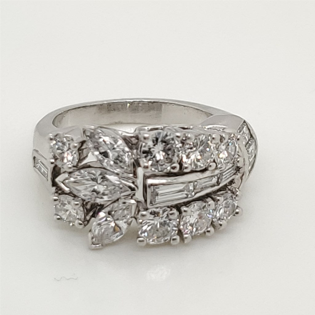 Vintage Retro Platinum and Diamond Ring