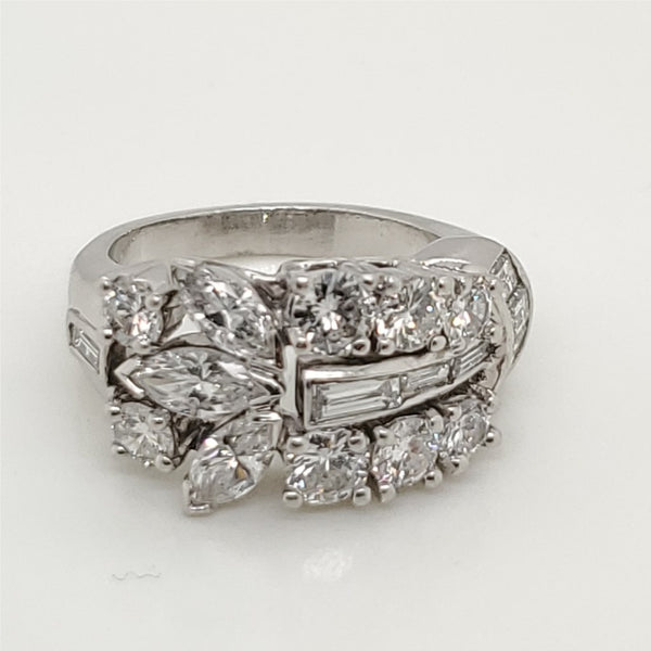 Vintage Retro Platinum and Diamond Ring