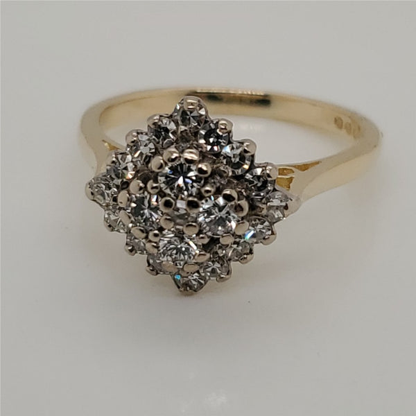 Vintage 1970 English 18kt Yellow Gold Diamond Ring