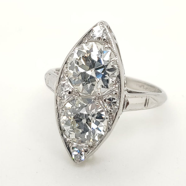 Art Deco Platinum Two Diamond Ring