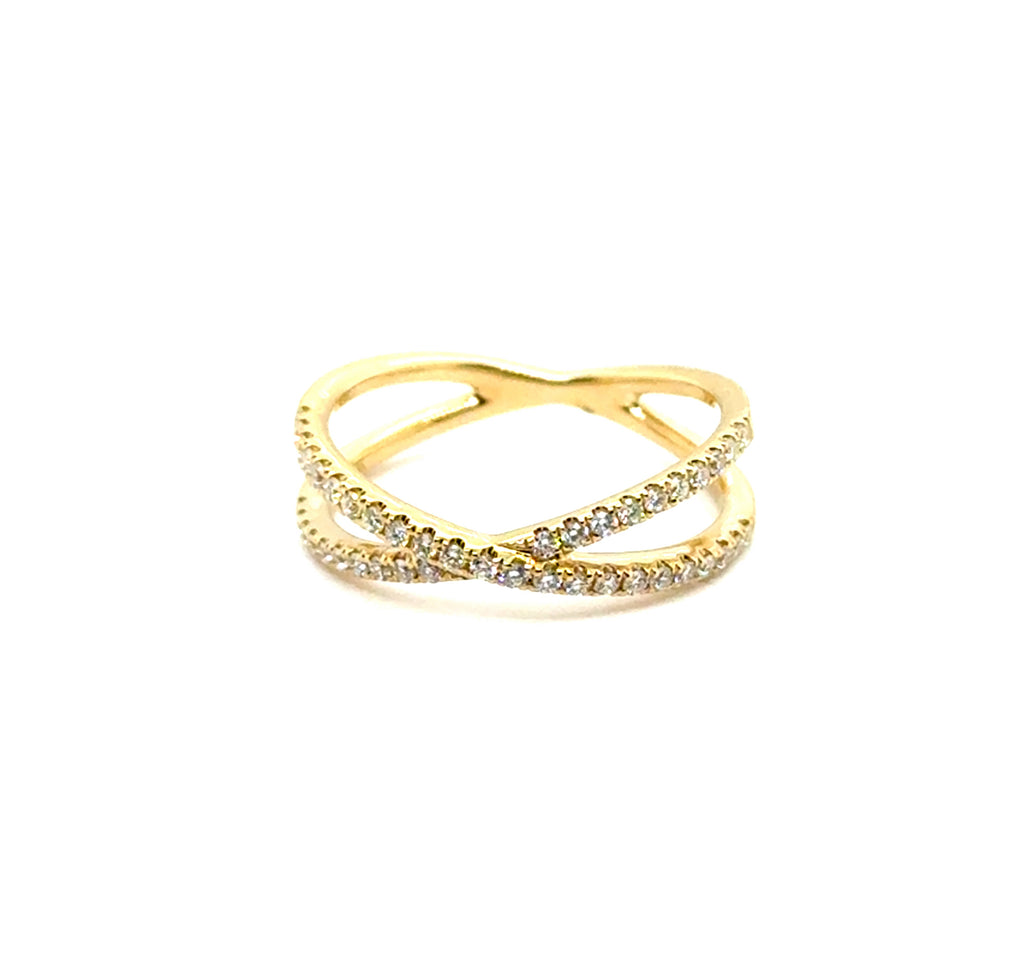 0.31 Ctw14Kt Yellow Gold Crossover Diamond Fashion Ring