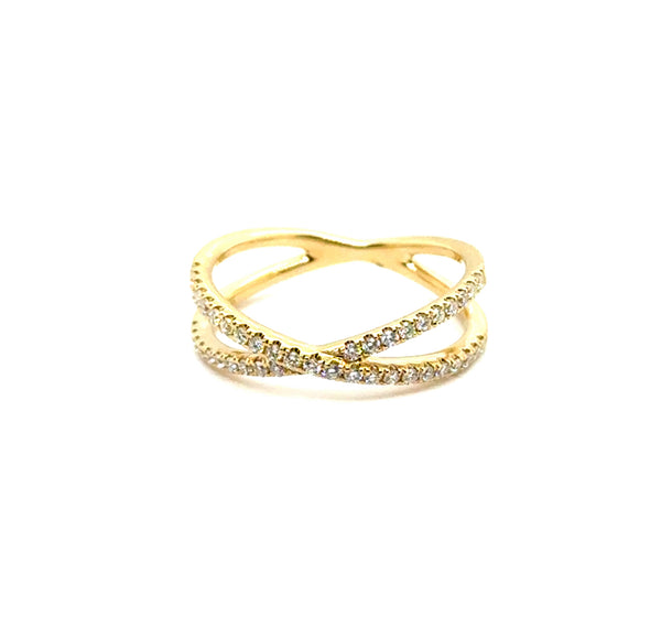 0.31 Ctw14Kt Yellow Gold Crossover Diamond Fashion Ring