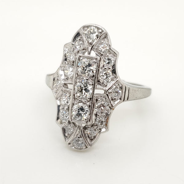 Vintage Jabel 18kt White Gold Diamond Dinner Ring